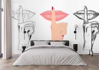 Finger asking for silence Wall mural