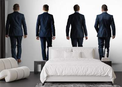 Businessmen walking away, transparent png, isolated on checkered background Wall mural