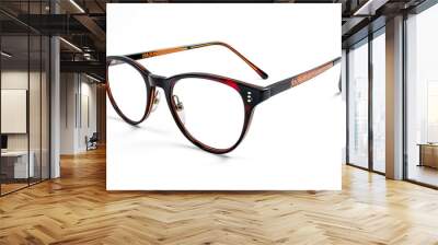 Stylish tortoiseshell glasses with transparent background for easy editing Wall mural