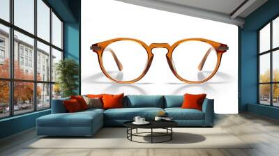 Transparent eyeglasses isolated on a checkered background Wall mural