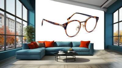 Vintage round eyeglasses isolated on transparent background Wall mural