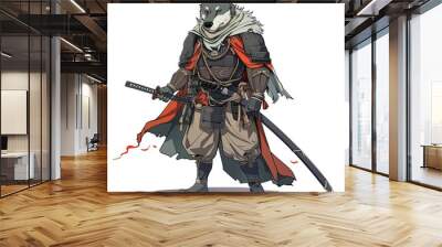 Anime Dog Warrior. AI generated art illustration. Wall mural