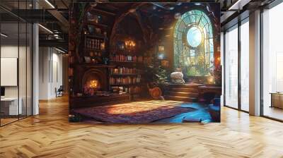 lofi magic fantasy world interior Wall mural