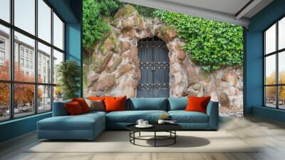 stone wall with door Villa Borghese rome italy Wall mural