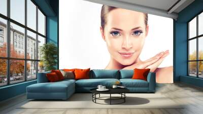 Beautiful Young Woman with Clean Fresh Skin close up
 Wall mural