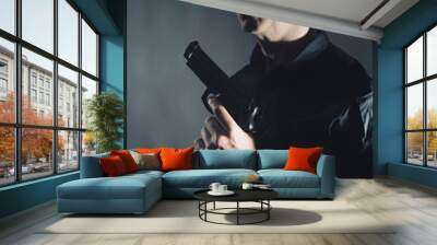 Spy thriller mafia boss assasin portrait Wall mural