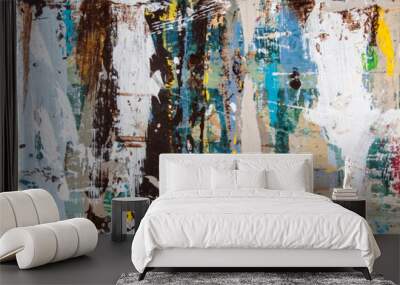 Abstract art with splashes of multicolor paint, as a fun, creative & inspirational background texture - in long panorama / banner. Wall mural