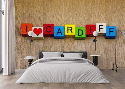 I Love Cardiff, Wales - sign series for city travel Wall mural