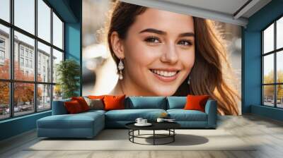  woman smiling fresh smile attractive captivating Wall mural