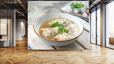 delicious of wonton soup with chili oil and green onion,chinese food,asian food style Wall mural