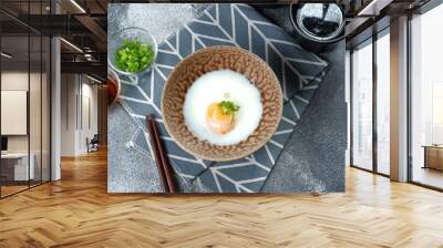 Japanese onsen egg or Soft boiled egg on the table  Wall mural