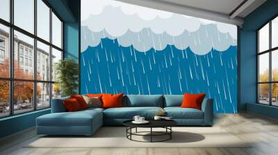 Monsoon season. Rainy season. Illustration of heavy rain. Vector illustration of rain cloud Wall mural