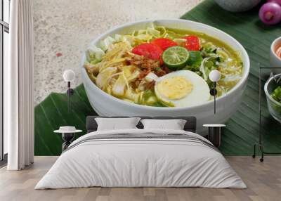 soto ayam, chicken soup with a yellow sauce Wall mural