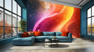 A banner design with stylized digital waves and a mix of bright and muted colors, suggesting motion and energy, with space for custom content and copy space Wall mural