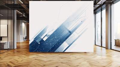 A modern business background with abstract, flat illustrations of geometric shapes and lines in a sleek blue and gray color scheme, perfect for corporate presentations Wall mural