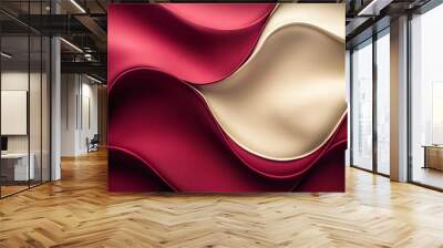 A photo of rich burgundy and cream abstract shapes with an elegant style and copy space Wall mural