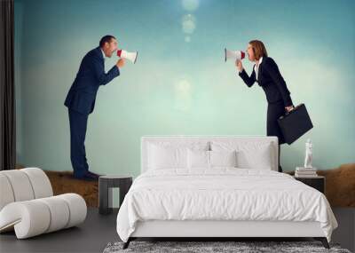 business concept conflict megaphone Wall mural