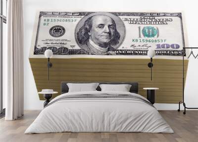 one hundred dollar bills isolated Wall mural