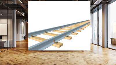 Railway track. 3d Vector illustration. Wall mural