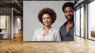 Confident African American Couple Portrait Natural Hair Stylish Wall mural