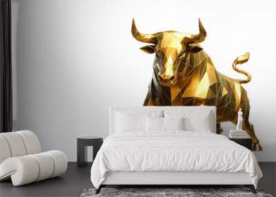 isolated golden vector stock market Bull of momemtum making gains and money with investing becoming rich and wealthy with copy space Wall mural