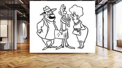 People discuss newspaper news scoop cartoon illustration coloring page Wall mural