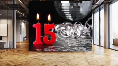 Red candles showing Nr. 15

Abstract Background for birthday or anniversary party. Wall mural