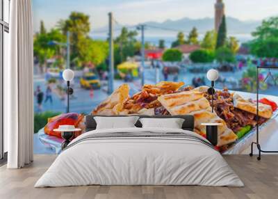 Enjoy Turkish cuisine in Antalya resort, Turkey Wall mural