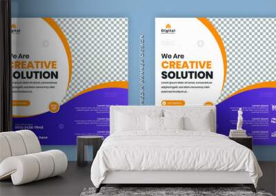 We are creative solution digital business marketing social media banner and minimalist square flyer poster. promotional mockup photo vector frame and fully editable vector web banner template Wall mural