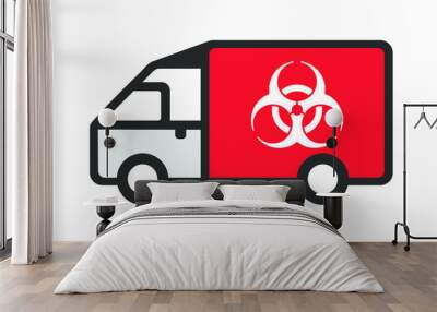 Biohazard symbol, medical waste truck icon - hazardous waste disposal vehicle Wall mural