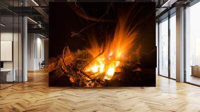 embers burn down in a hardwood fire Wall mural