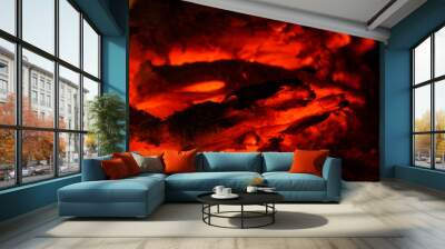 embers burn down in a hardwood fire Wall mural