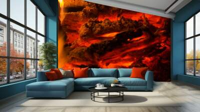 embers burn down in a hardwood fire Wall mural