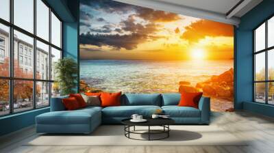 Amazing sky over the sea. Sunset landscape Wall mural