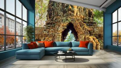 Gateway to ancient Angkor Thom in Siem Reap, Cambodia Wall mural