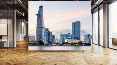 Ho Chi Minh City skyline and the Saigon River at sunset Wall mural