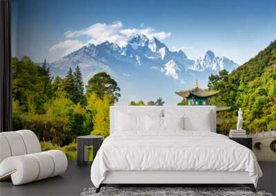 Scenic view of the Jade Dragon Snow Mountain, China Wall mural