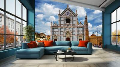 The Basilica di Santa Croce on square of the same name. Florence Wall mural