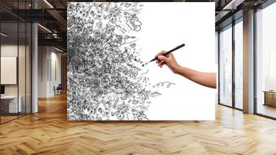 drawing hand, creative doodle Wall mural