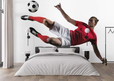 Soccer player in action on white background. Wall mural