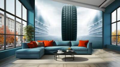 vehicle tire on track arena Wall mural