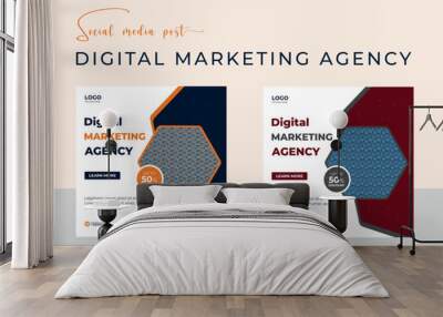 Digital marketing agency social media post template Wall mural