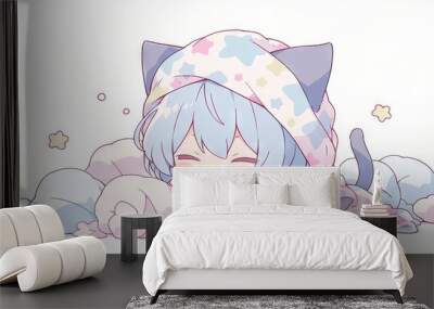 A cartoon design sleepy child Wall mural