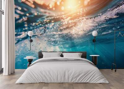 A seascape pierced by sun rays Wall mural