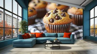 Baked muffins ready to serve Wall mural