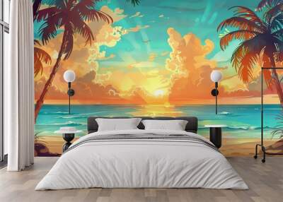 Evening landscape background Wall mural