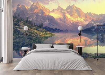 Landscape in winter Wall mural