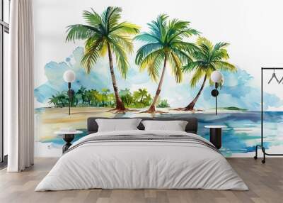 landscape of an island full of palm trees Wall mural