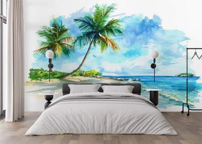 landscape of an island full of palm trees Wall mural