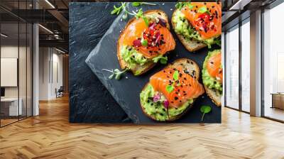 salmon and avocado bread Wall mural